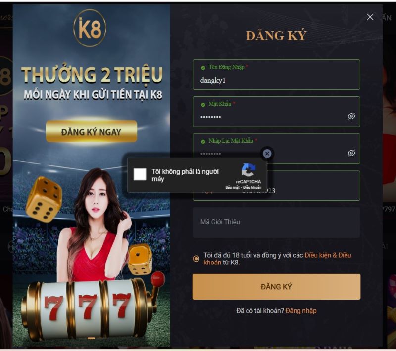 Nghiên cứu điều khoản và đồng ý với các quy định của K8 Nghiên cứu điều khoản và đồng ý với các quy định của K8
